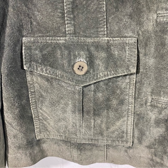 Silx Olive Army Green Suede Military Style Lined Jacket 6 - Picture 9 of 13